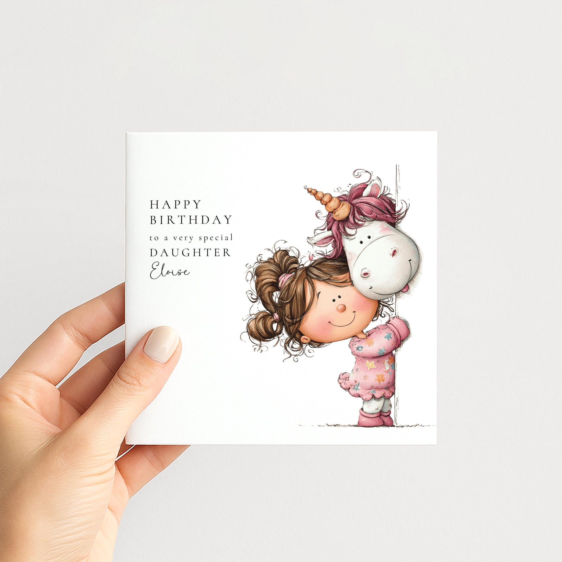 Birthday Card Daughter – Personalised Cute Unicorn Card With Sweet Message