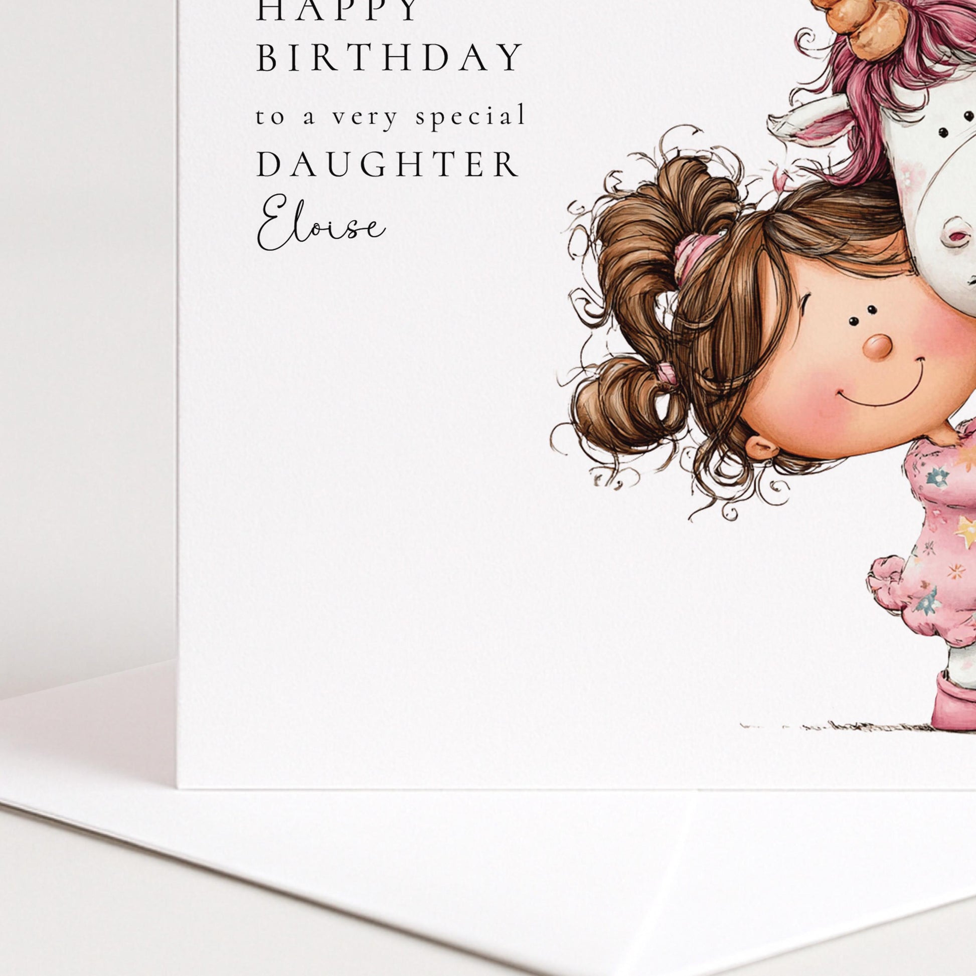 Birthday Card Daughter – Personalised Cute Unicorn Card With Sweet Message