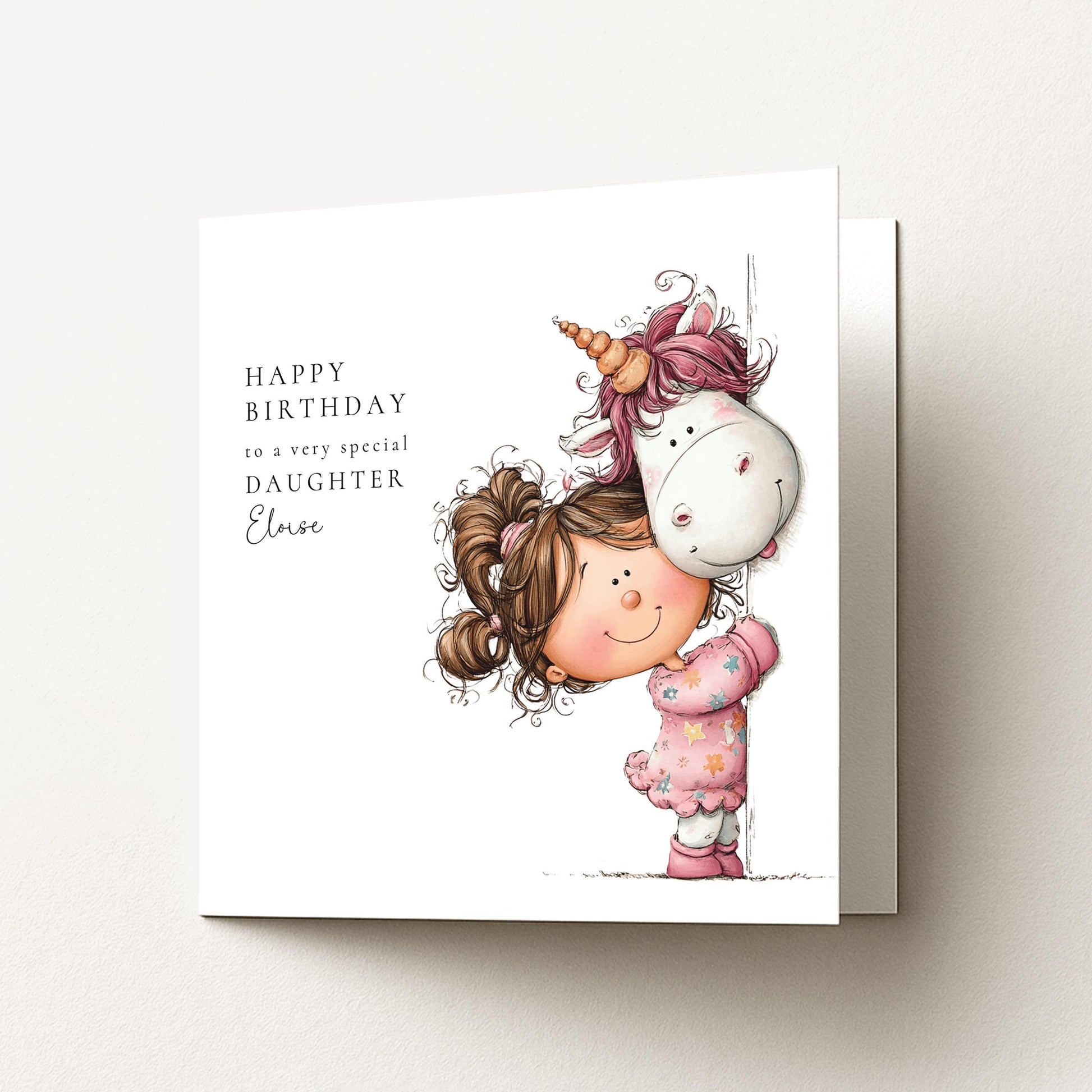 Birthday Card Daughter – Personalised Cute Unicorn Card With Sweet Message