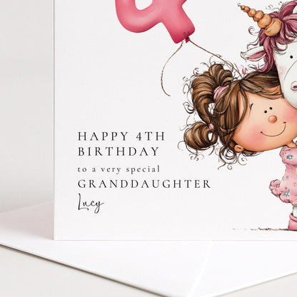Birthday Card Daughter - Personalised Unicorn Birthday Card for Kids | Premium Matte