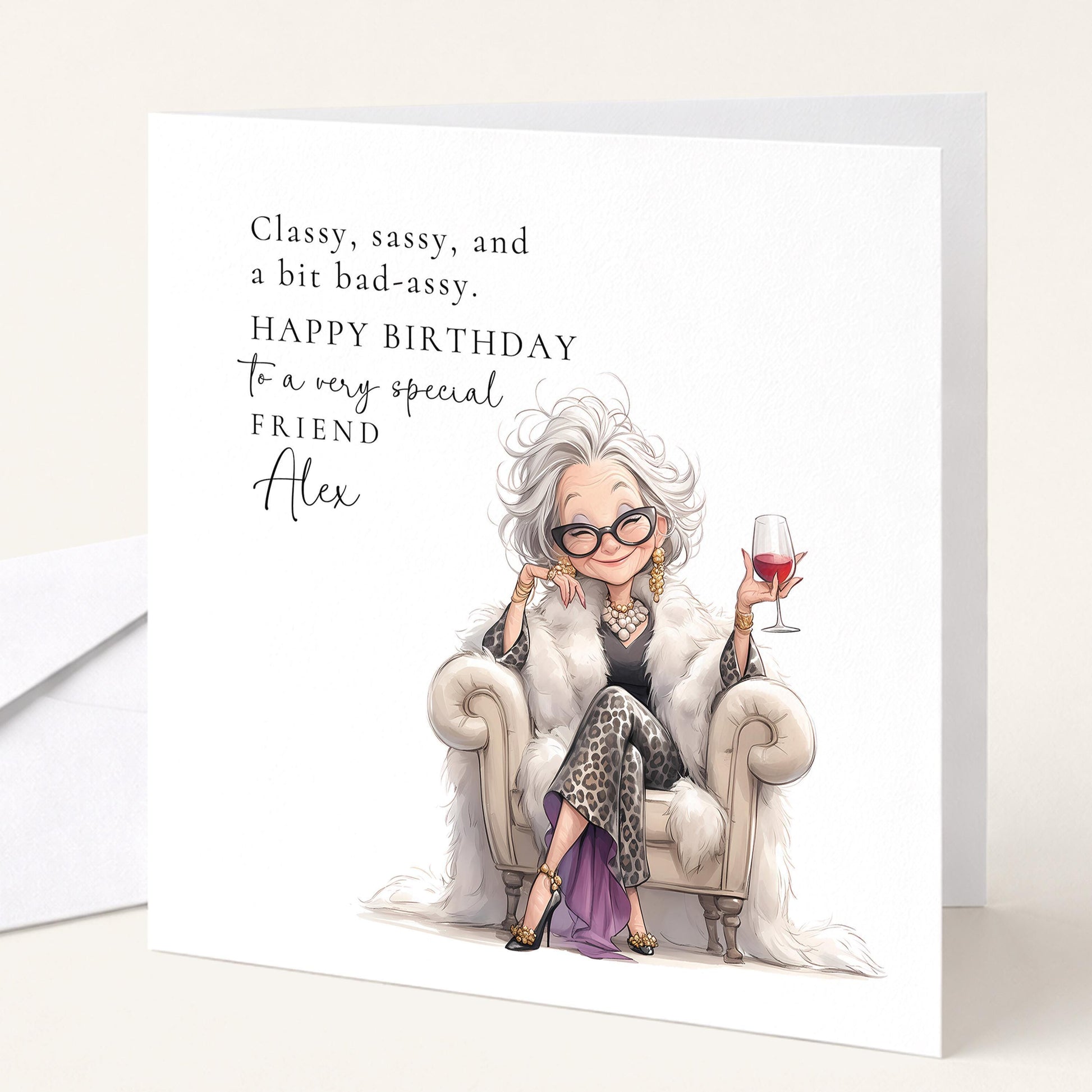 Birthday Card For Friend – Personalised Stylish Greeting With Chic Illustration