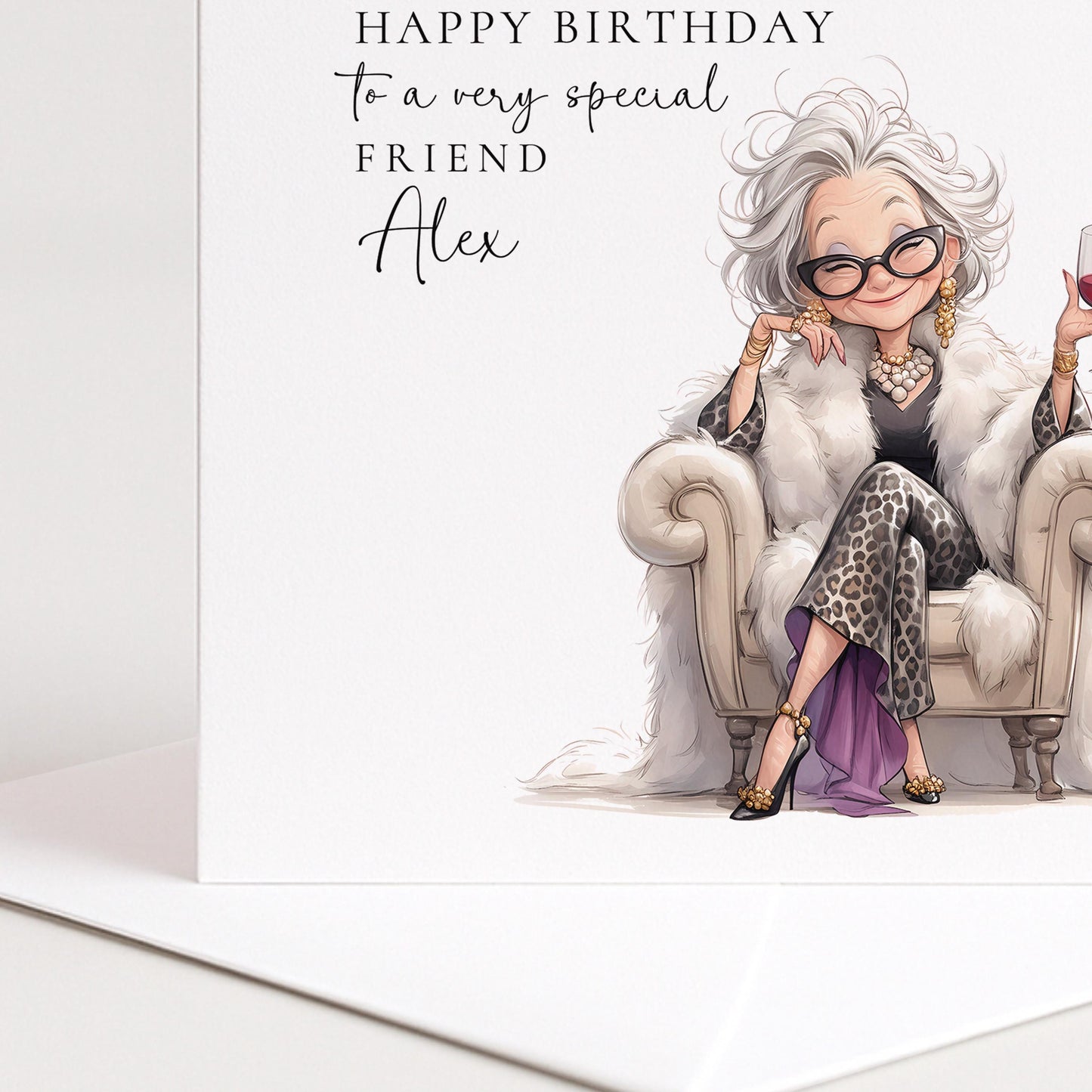 Birthday Card For Friend – Personalised Stylish Greeting With Chic Illustration