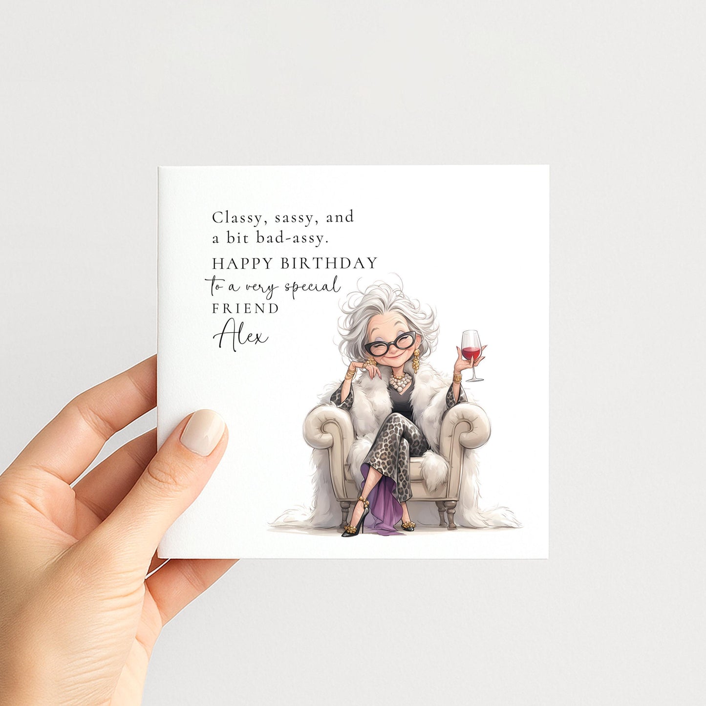 Birthday Card For Friend – Personalised Stylish Greeting With Chic Illustration
