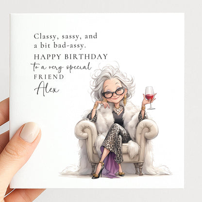 Birthday Card For Friend – Personalised Stylish Greeting With Chic Illustration