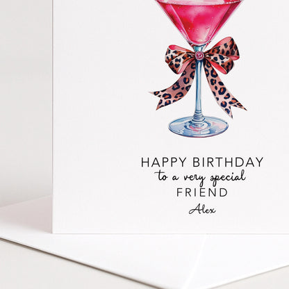 Birthday Card For Friend - Stylish Martini Glass Cocktail Design With Envelope