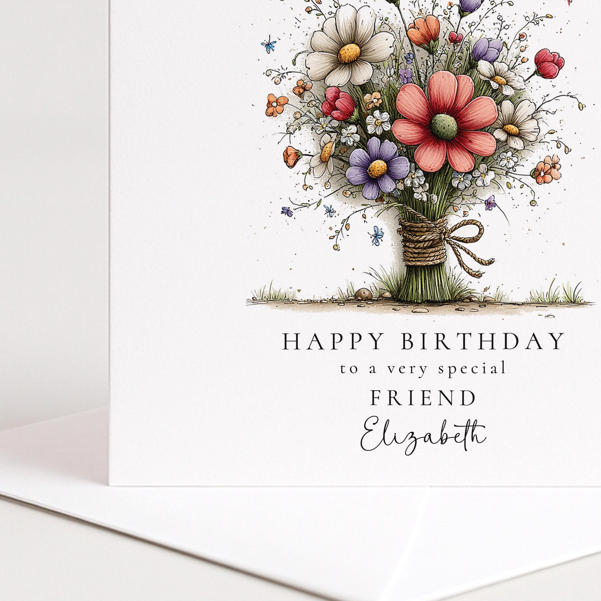 Birthday Card Friend – Floral Personalised Birthday Greeting Card