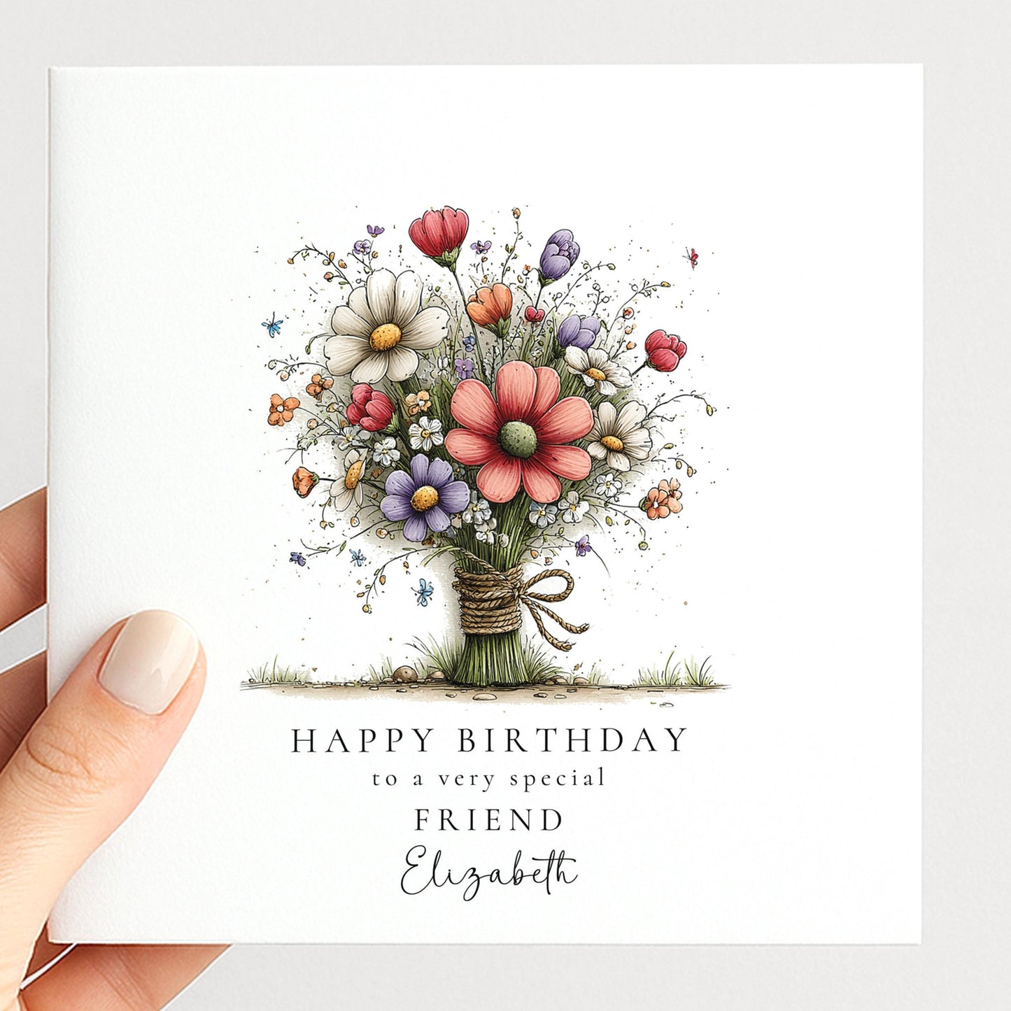 Birthday Card Friend – Floral Personalised Birthday Greeting Card