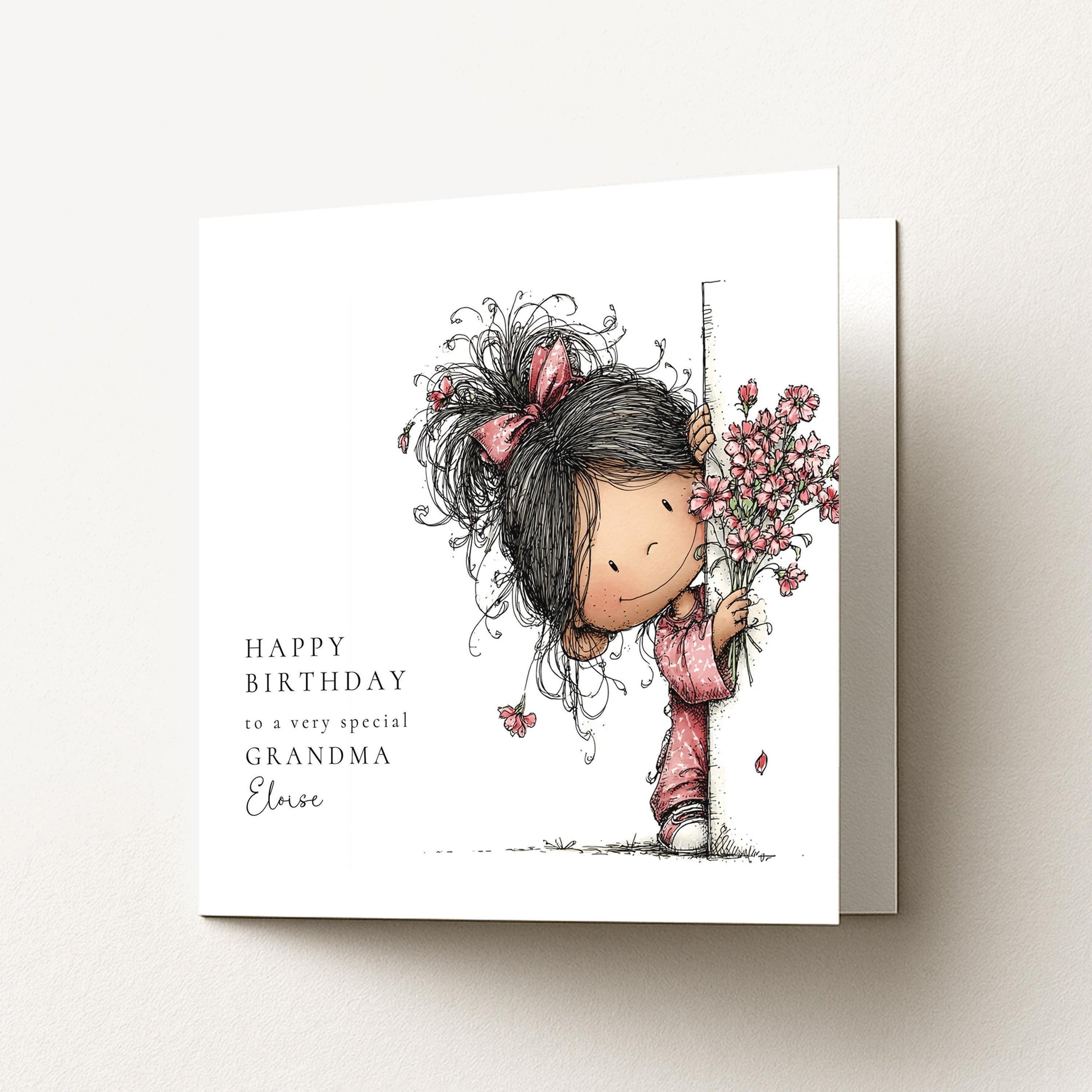 Birthday Card Grandma – Personalised Floral Greeting, Premium Matte Folded Square Card