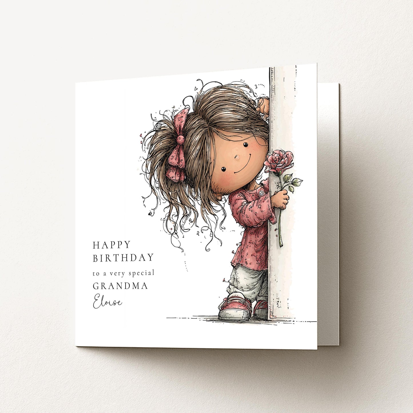 Birthday Card Grandma – Personalised Floral Greeting With Custom Name