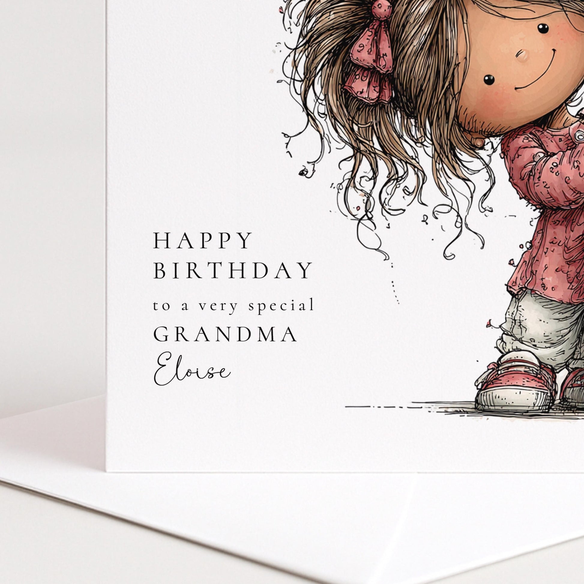 Birthday Card Grandma – Personalised Floral Greeting With Custom Name