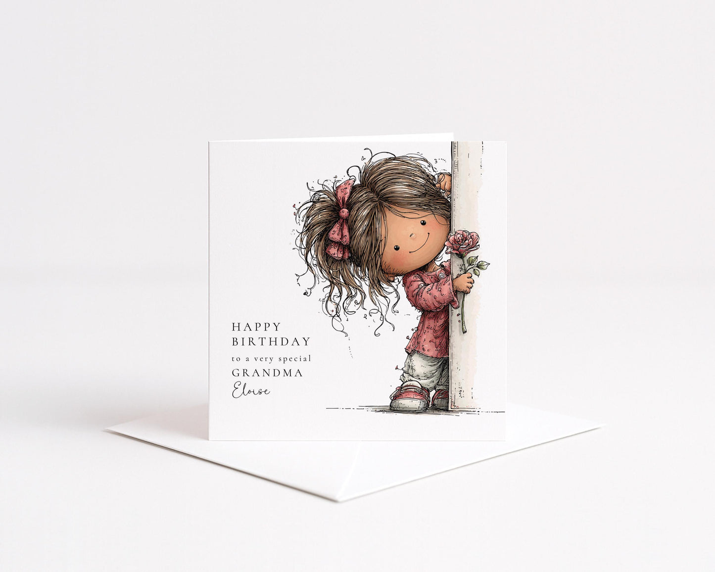 Birthday Card Grandma – Personalised Floral Greeting With Custom Name