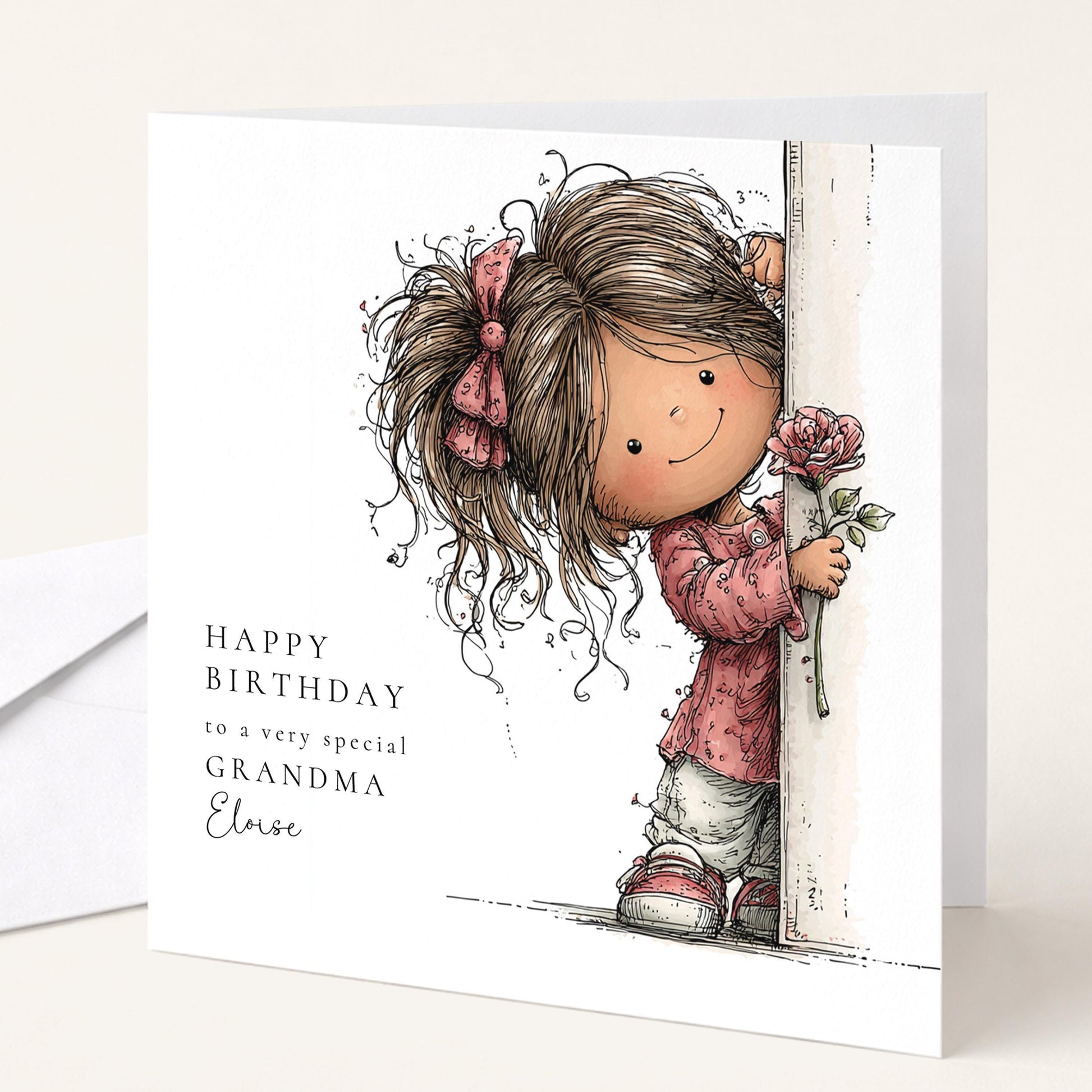 Birthday Card Grandma – Personalised Floral Greeting With Custom Name