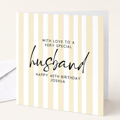 Birthday Card for Husband Simple Stripe