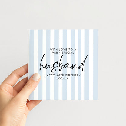 Birthday Card for Husband Simple Stripe