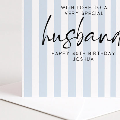 Birthday Card for Husband Simple Stripe