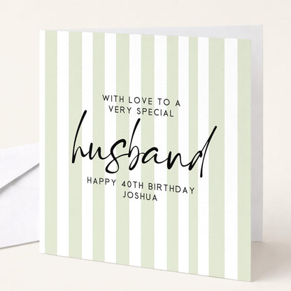 Birthday Card for Husband Simple Stripe