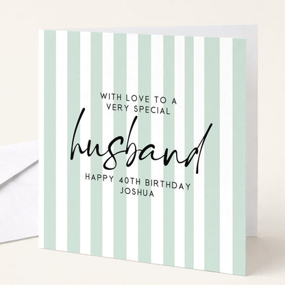 Birthday Card for Husband Simple Stripe