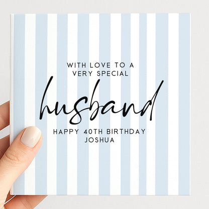 Birthday Card for Husband Simple Stripe