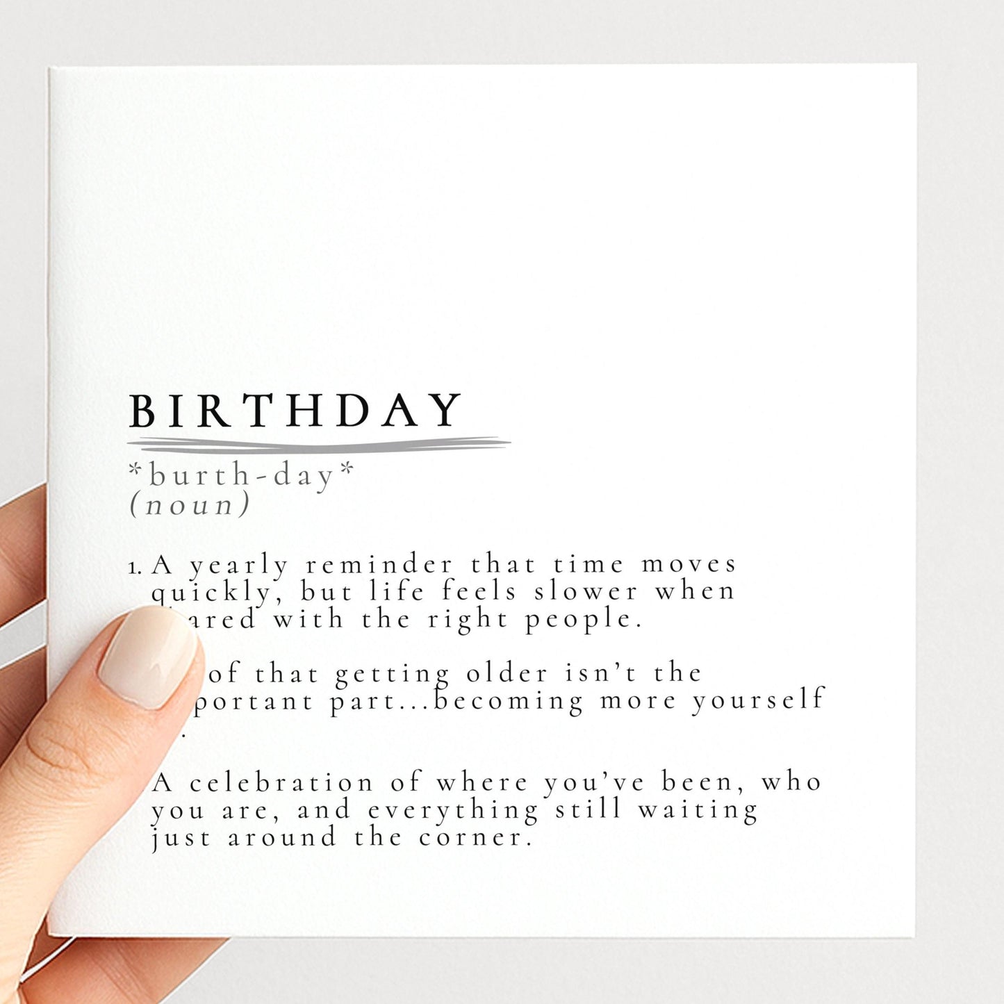 Birthday Definition Card – Minimalist Sentimental Greeting With Matte Finish