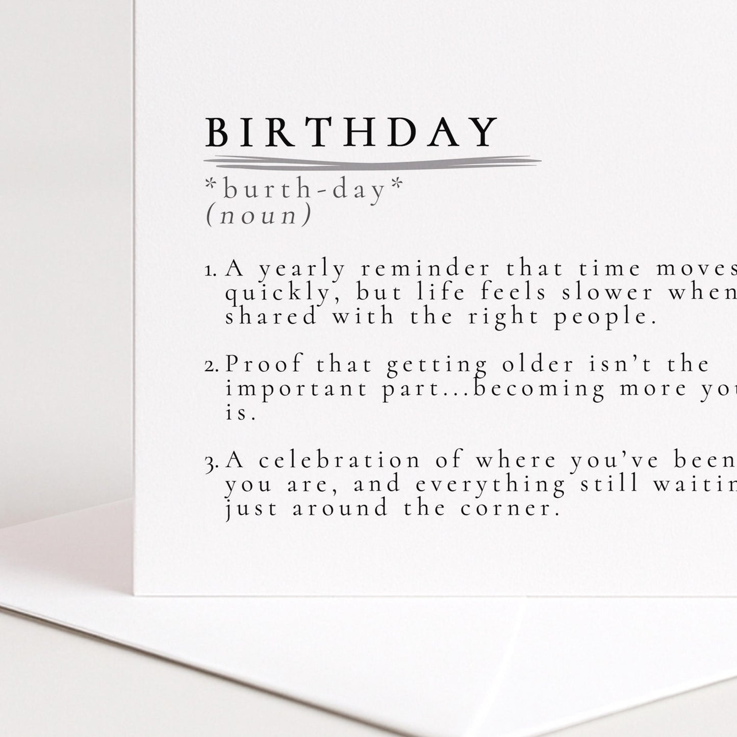 Birthday Definition Card – Minimalist Sentimental Greeting With Matte Finish