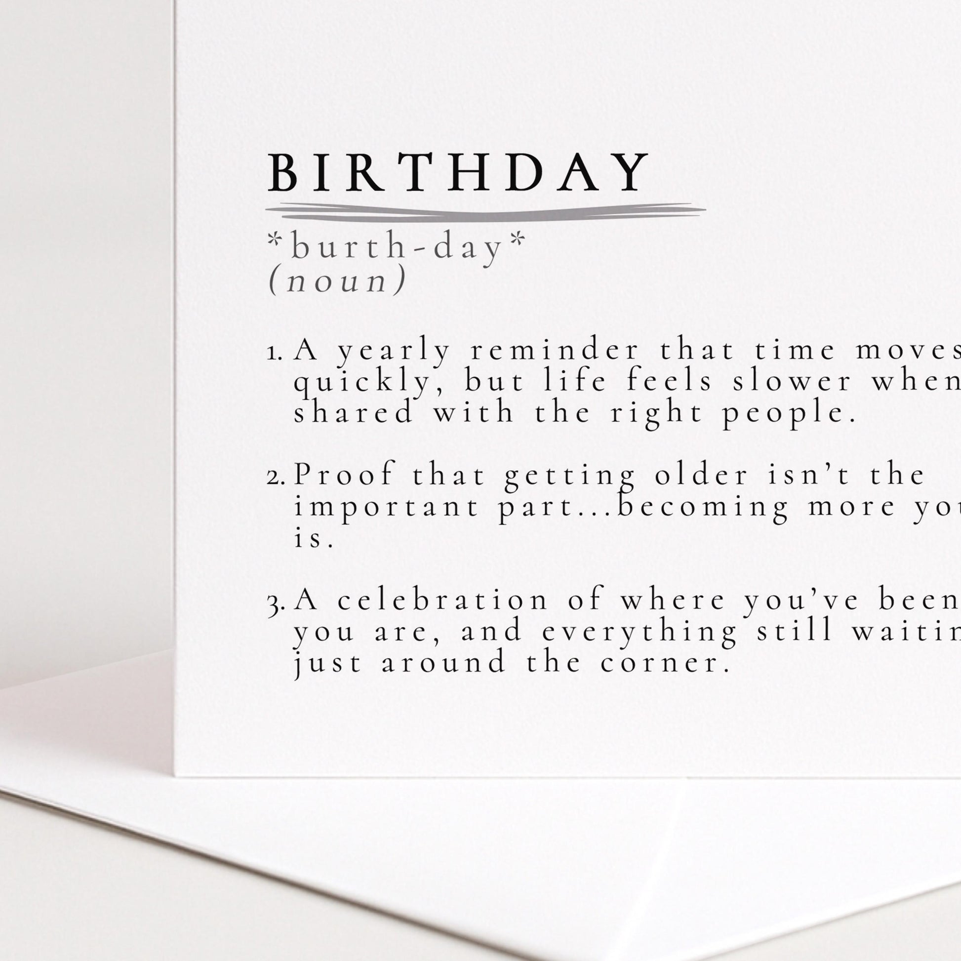 Birthday Definition Card – Minimalist Sentimental Greeting With Matte Finish