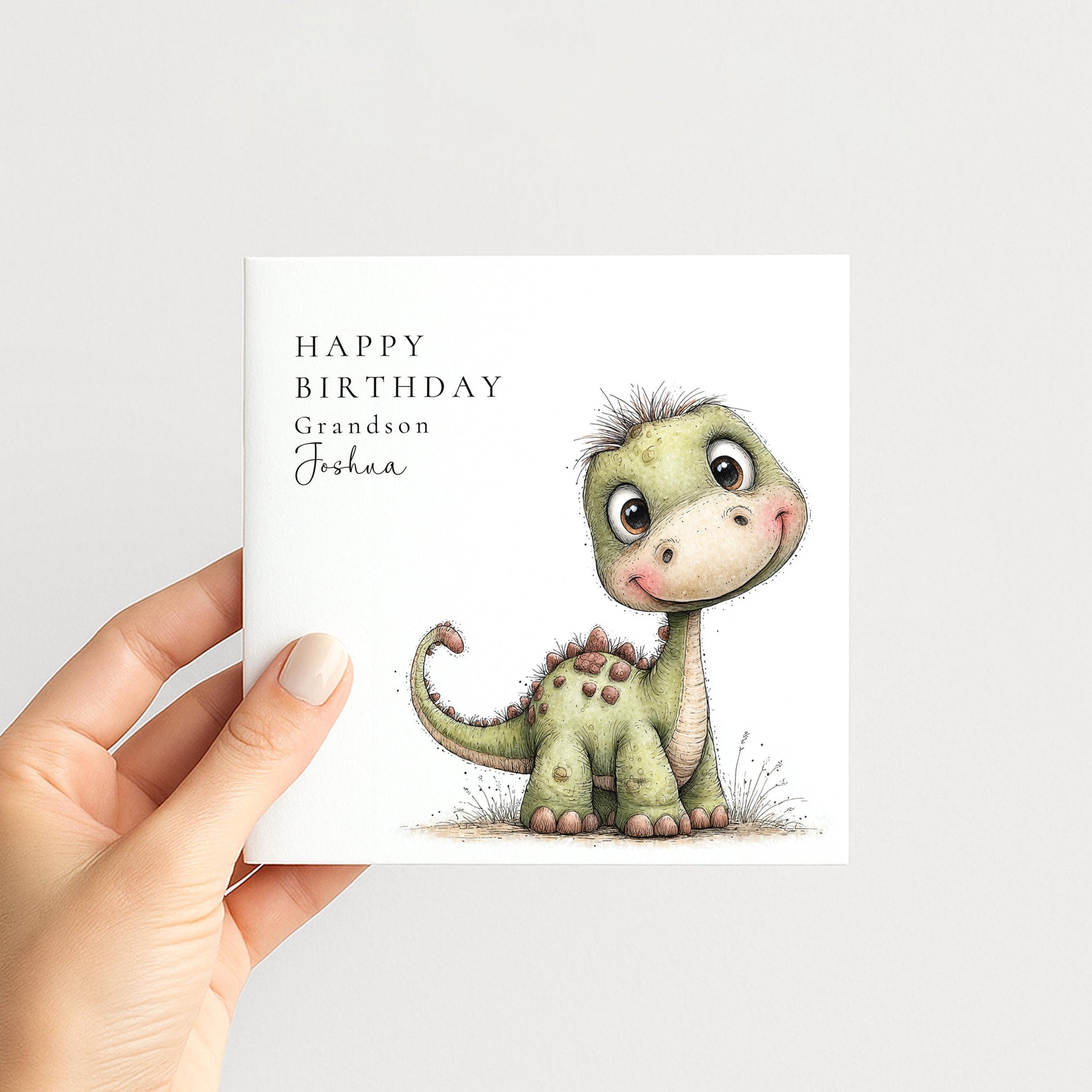 Birthday Grandson Card - Cute Dinosaur Design | Personalised Kids Birthday Card