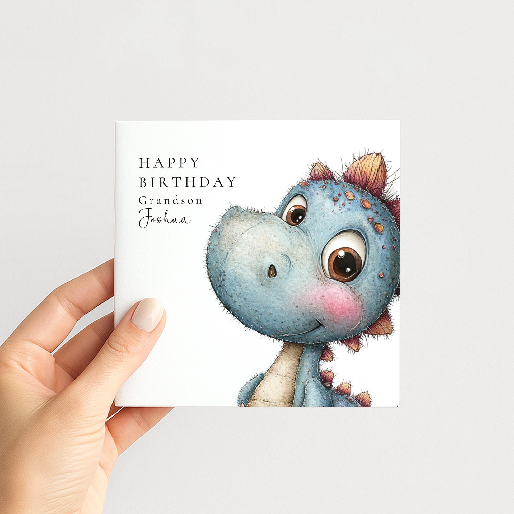 Birthday Grandson Card – Cute Dinosaur Illustration | Personalised Kids Card