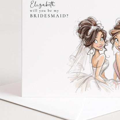 Bridesmaid Proposal Card | Humorous Wedding Keepsake Card With Custom Name & Hand-Drawn Design