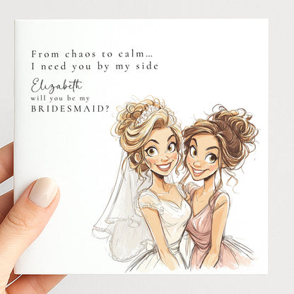 Bridesmaid Proposal Card – Personalised Blonde Bride Wedding Keepsake Gift