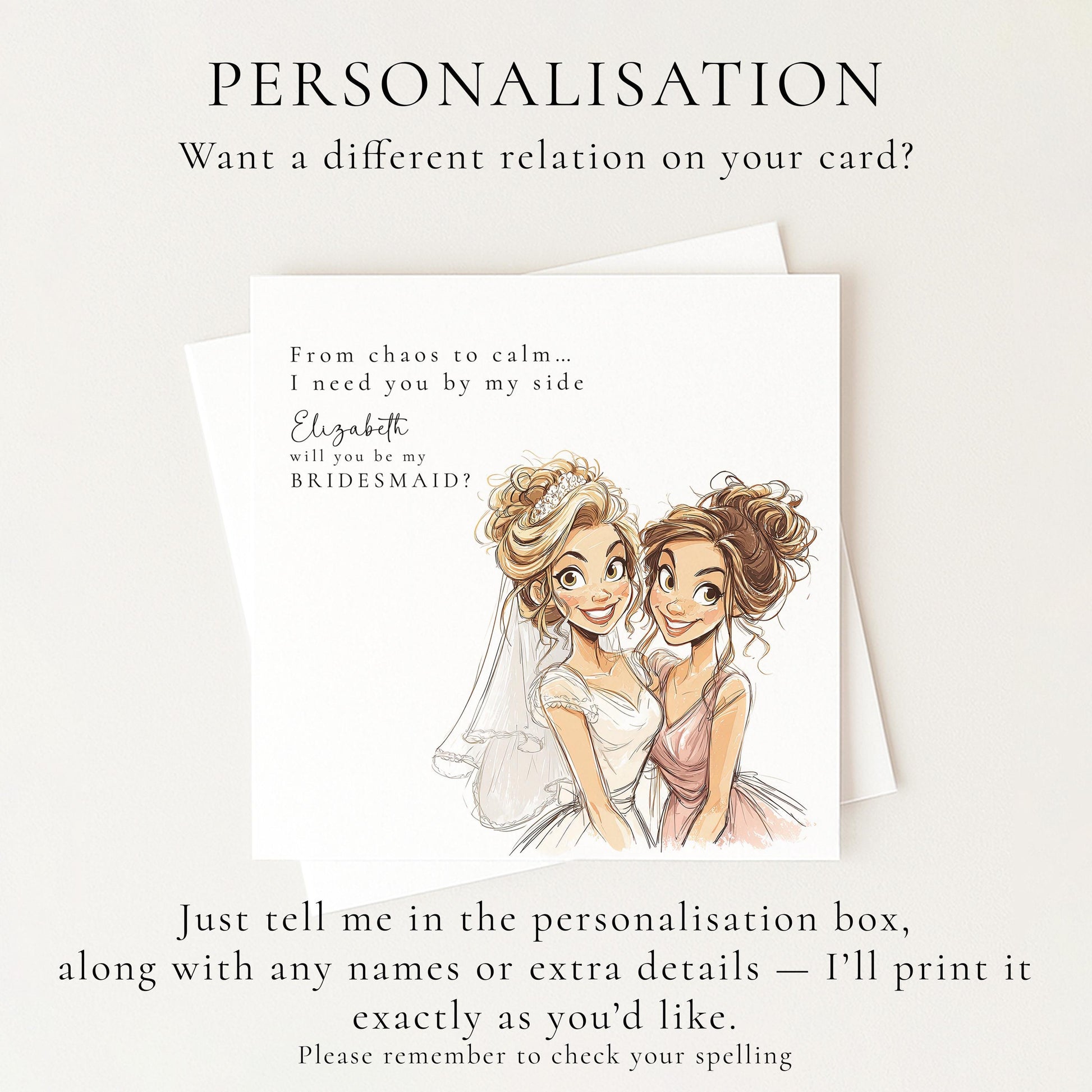 Bridesmaid Proposal Card – Personalised Blonde Bride Wedding Keepsake Gift