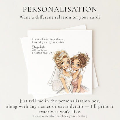 Bridesmaid Proposal Card – Personalised Blonde Bride Wedding Keepsake Gift