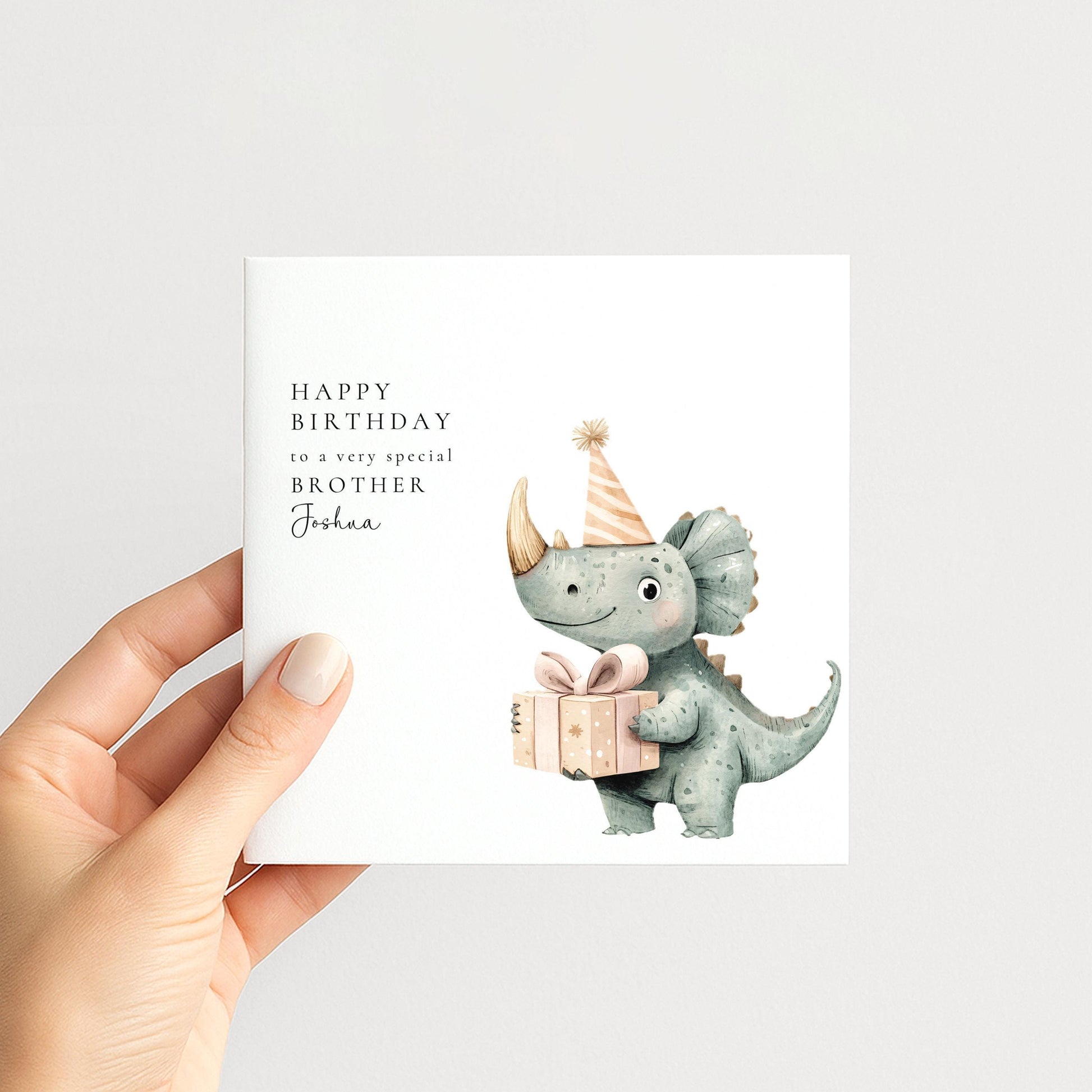 Brother Birthday Card - Personalised Dinosaur Birthday Card With Custom Name