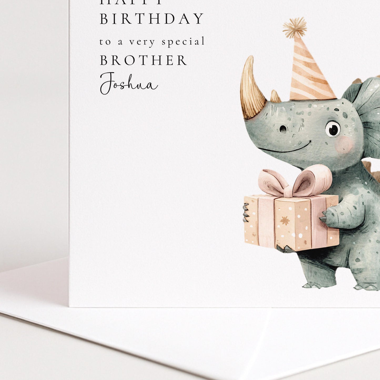 Brother Birthday Card - Personalised Dinosaur Birthday Card With Custom Name