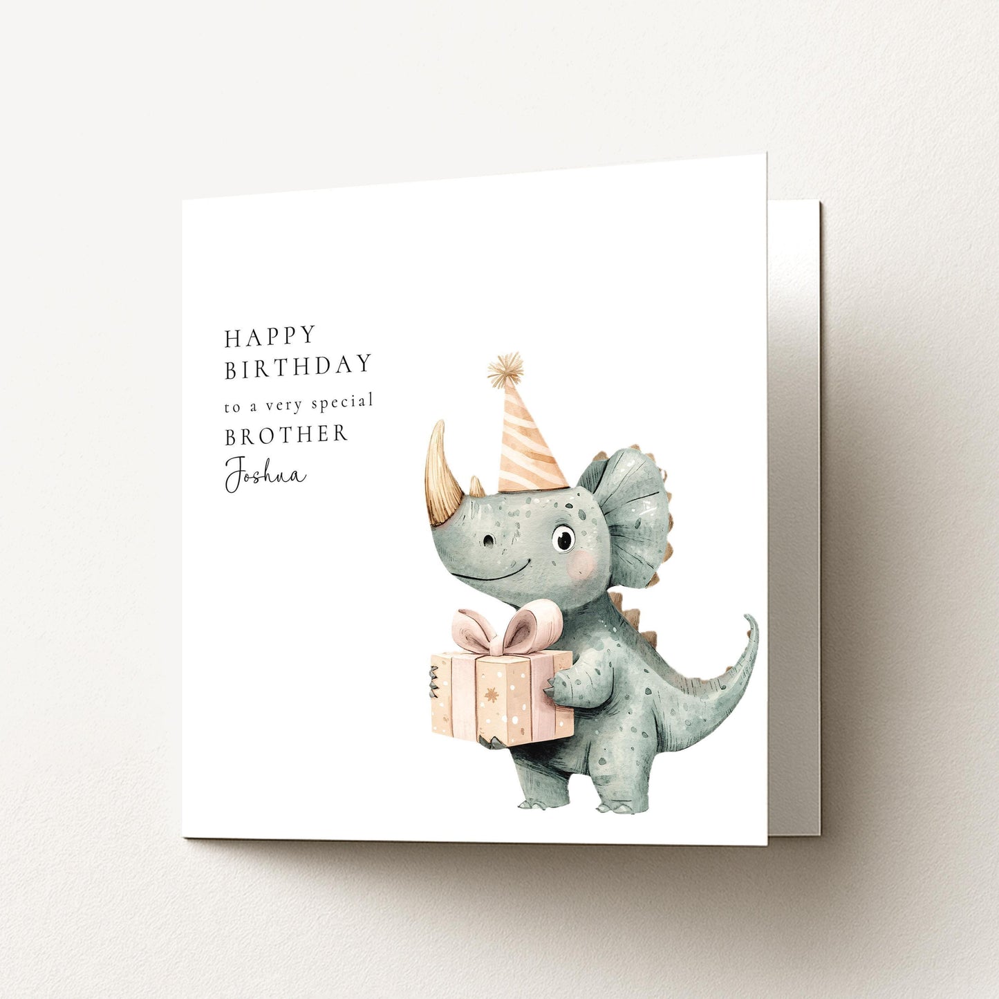 Brother Birthday Card - Personalised Dinosaur Birthday Card With Custom Name