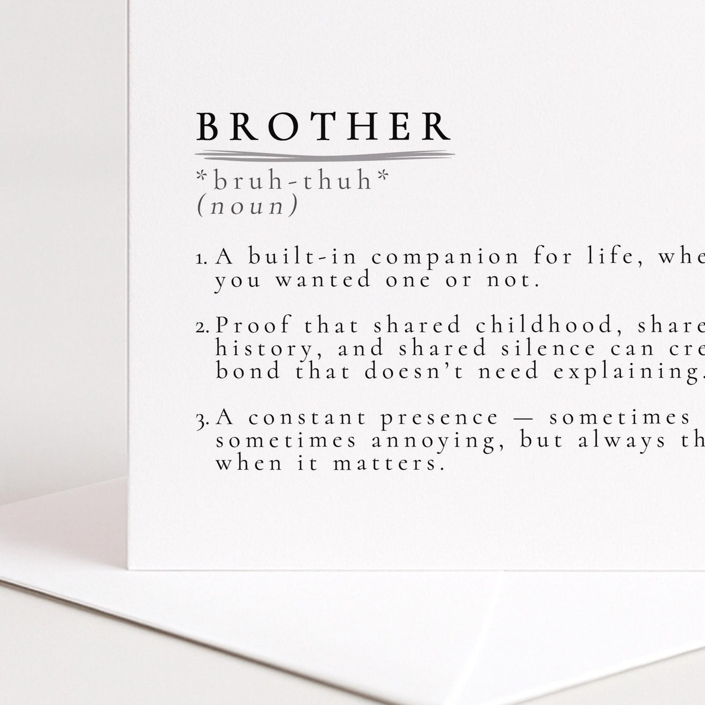Brother Card – Minimalist Greeting Card With Meaningful Sibling Bond Design