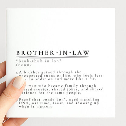 Brother In Law Card – Minimalist Definition Greeting With Matte Finish