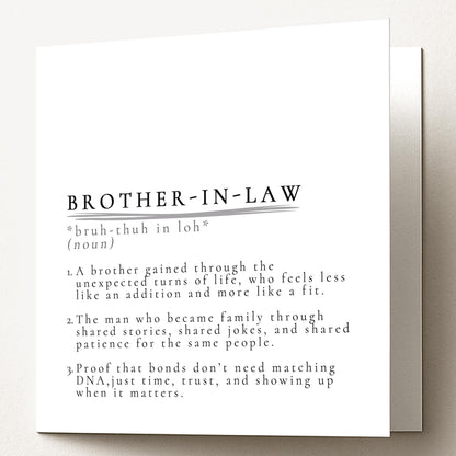 Brother In Law Card – Minimalist Definition Greeting With Matte Finish