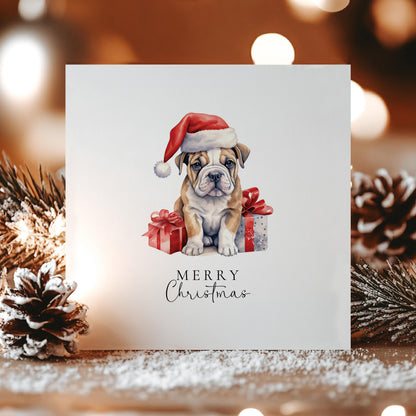 Christmas Bulldog Card – Personalised Festive Puppy Holiday Greeting