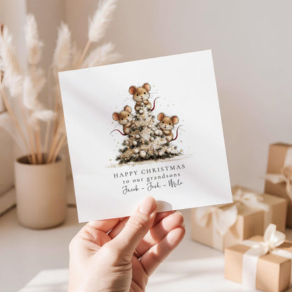 Christmas Card Grandsons – Personalised With Cute Mice