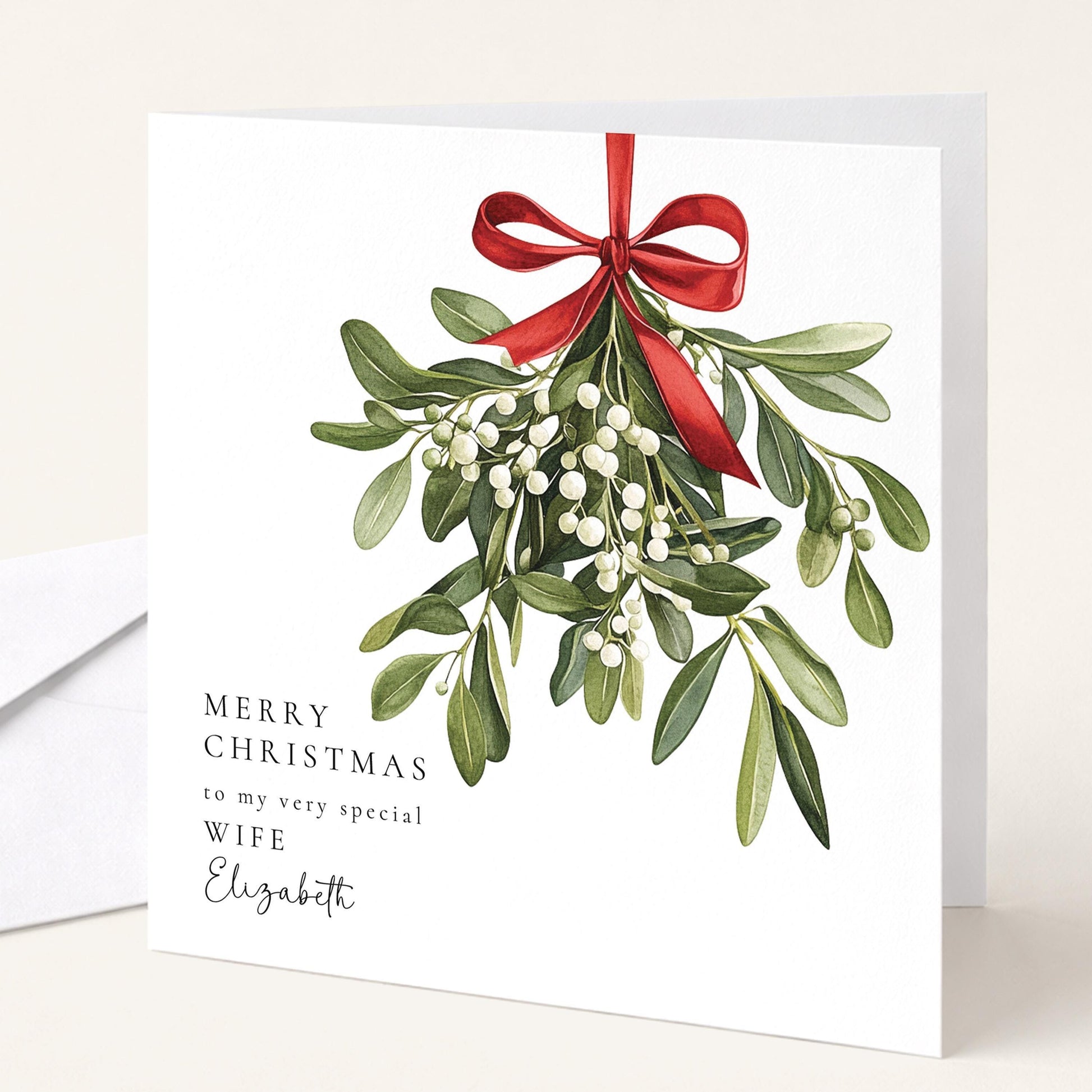 Christmas Card Wife – Personalised Mistletoe Holiday Card With Romantic Love Message