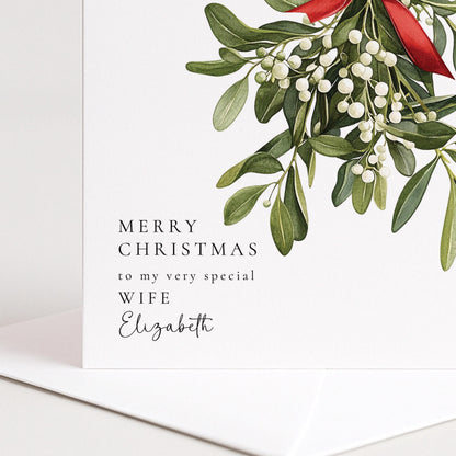 Christmas Card Wife – Personalised Mistletoe Holiday Card With Romantic Love Message
