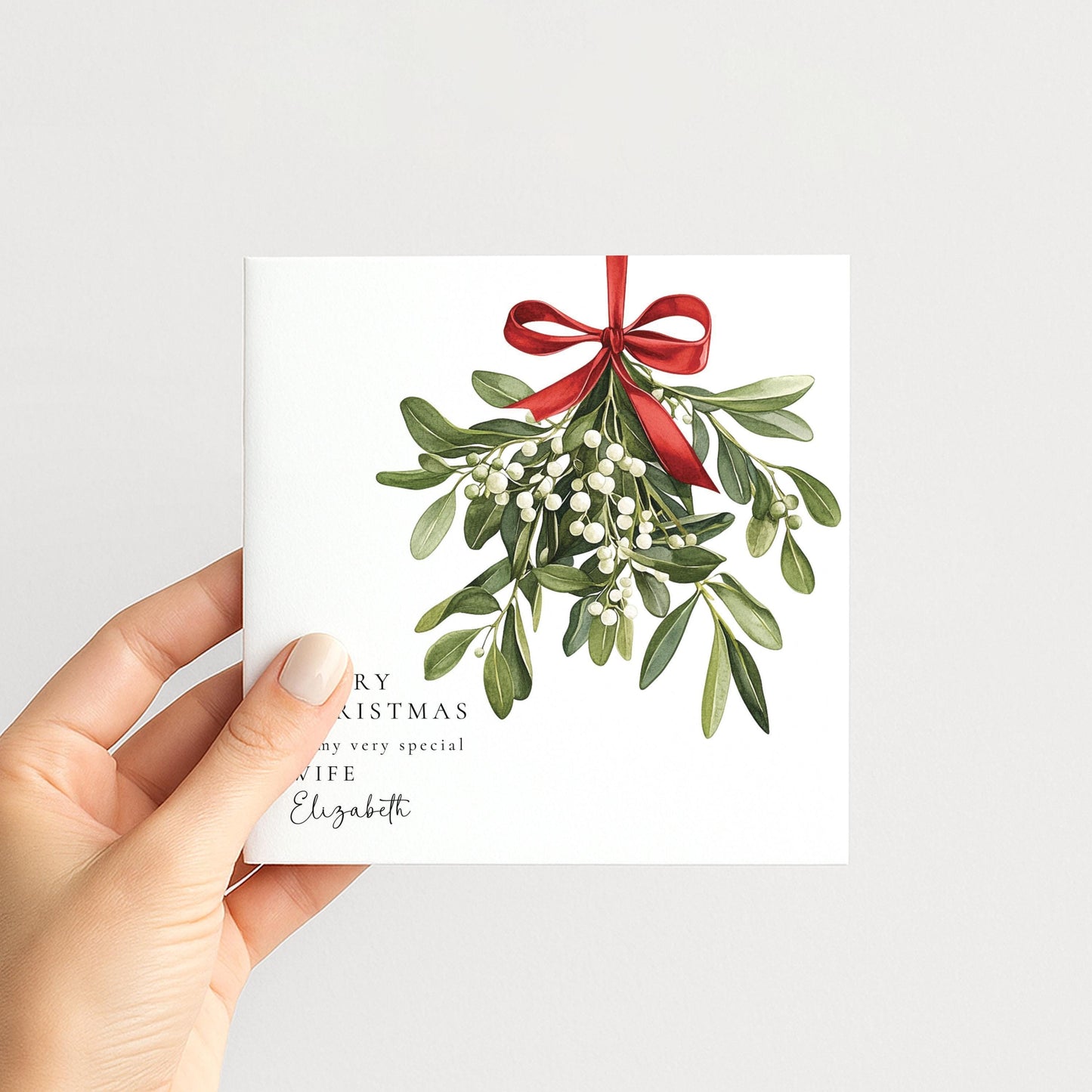 Christmas Card Wife – Personalised Mistletoe Holiday Card With Romantic Love Message