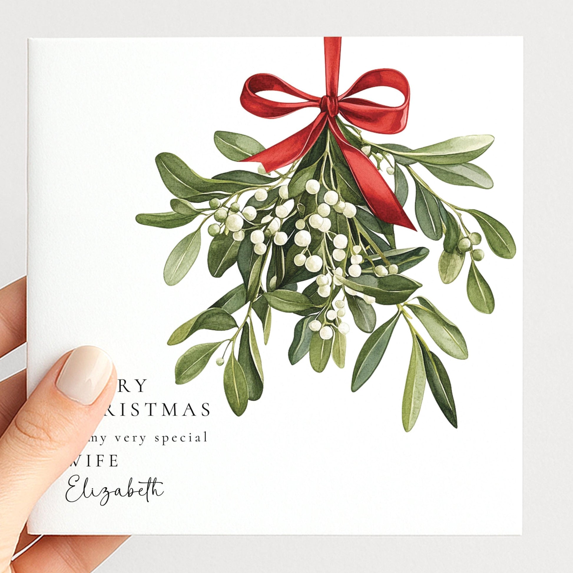 Christmas Card Wife – Personalised Mistletoe Holiday Card With Romantic Love Message