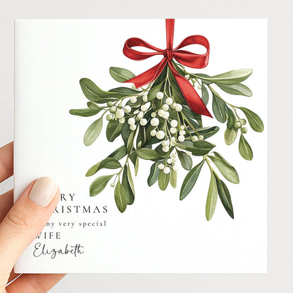 Christmas Card Wife – Personalised Mistletoe Holiday Card With Romantic Love Message