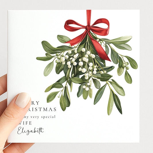 Christmas Card Wife – Personalised Mistletoe Holiday Card With Romantic Love Message