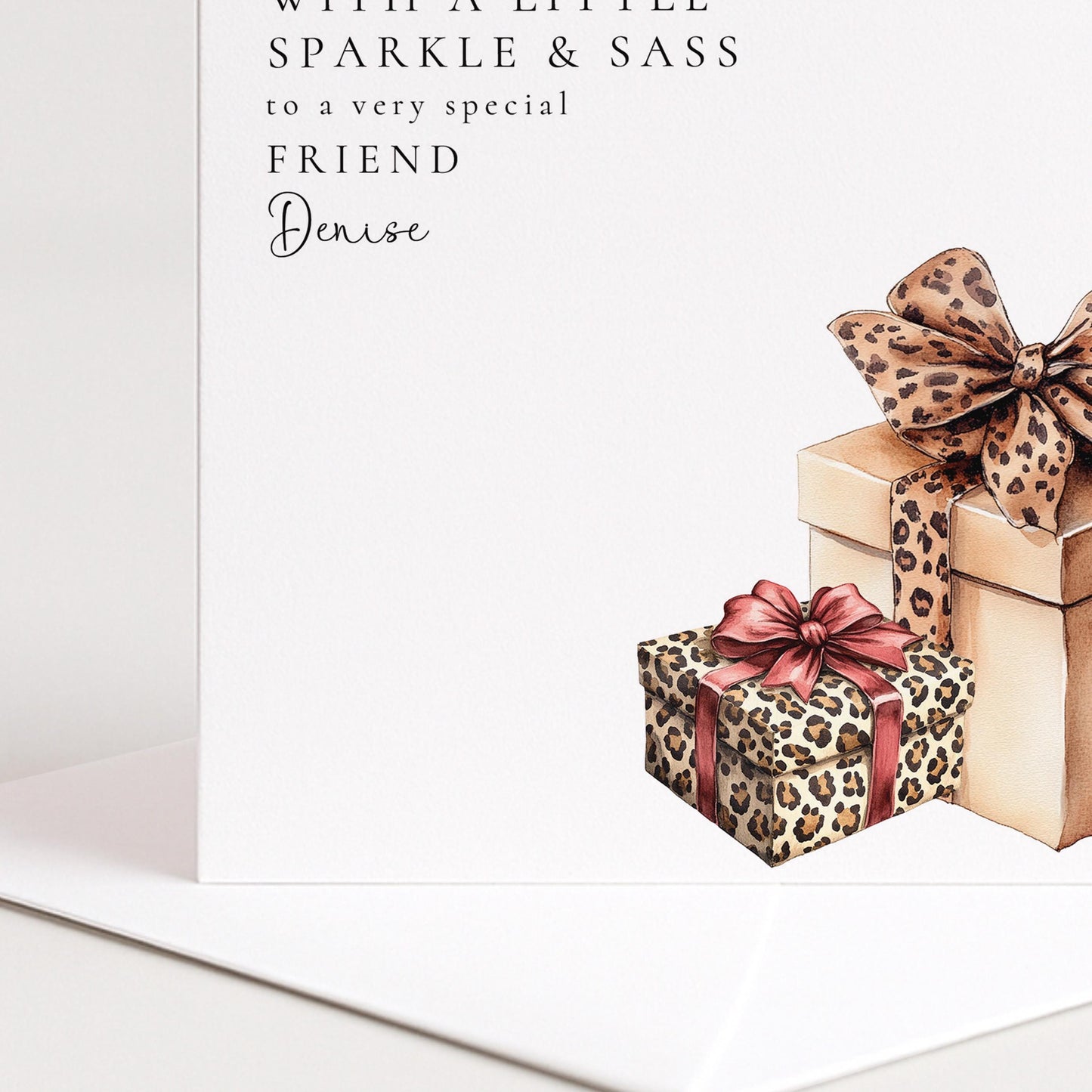 Christmas Card for Friend Leopard Print Presents