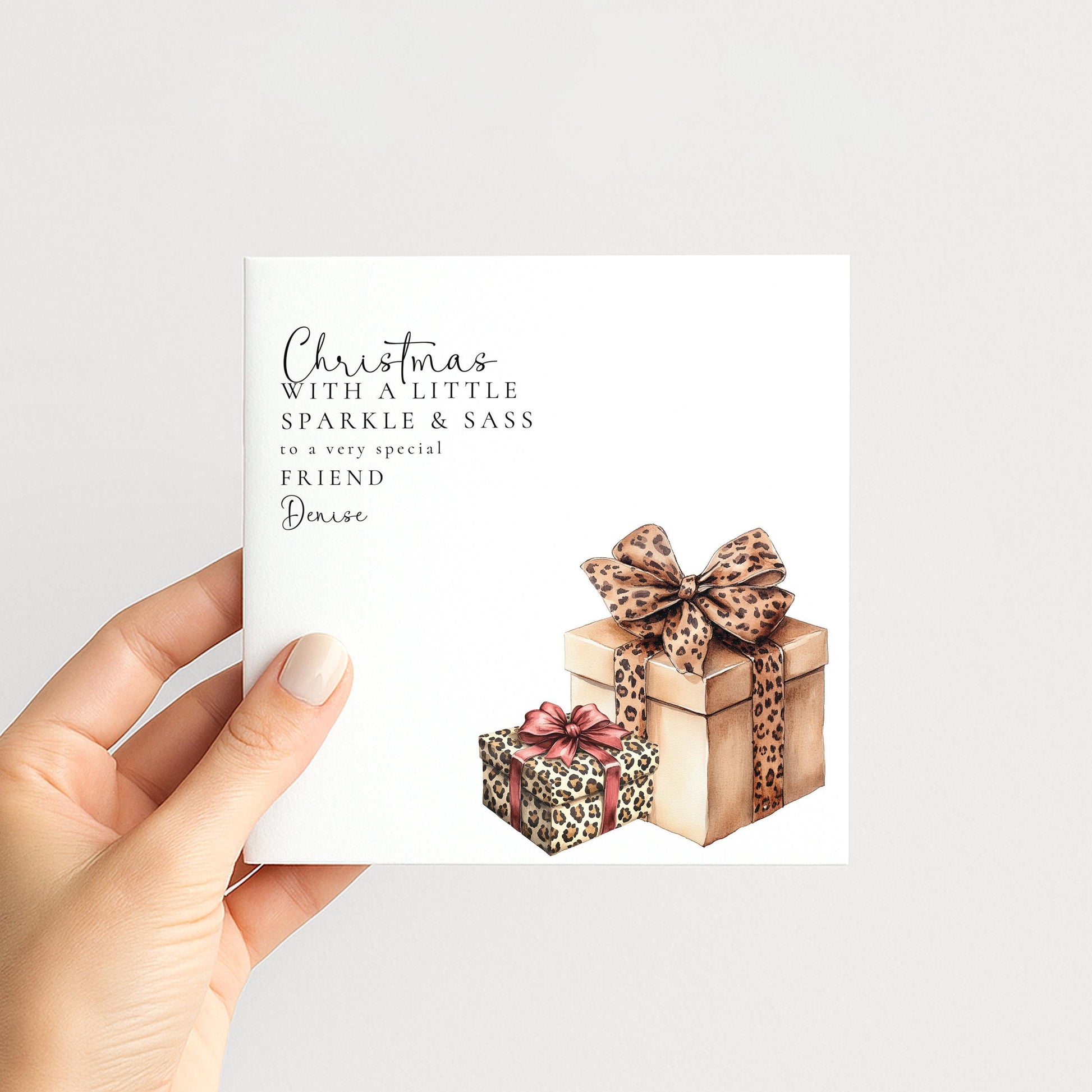 Christmas Card for Friend Leopard Print Presents