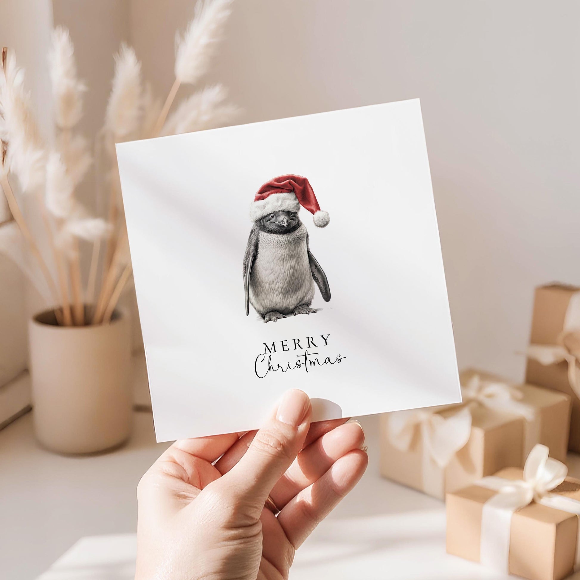 Christmas Penguin Card – Personalised Holiday Greeting With Matte Finish