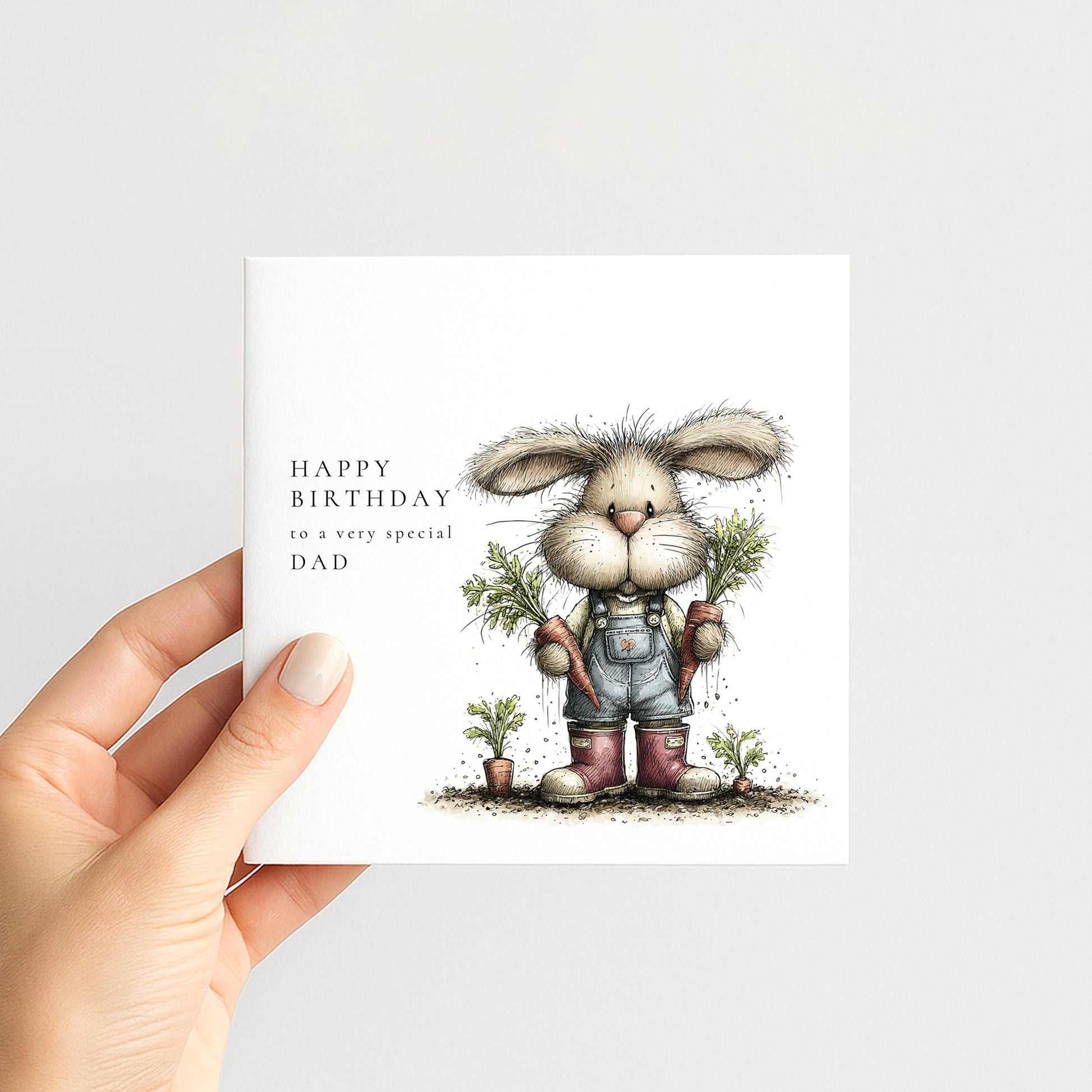 Dad Birthday Card - Personalised Garden Lover Gift With Cute Bunny Illustration