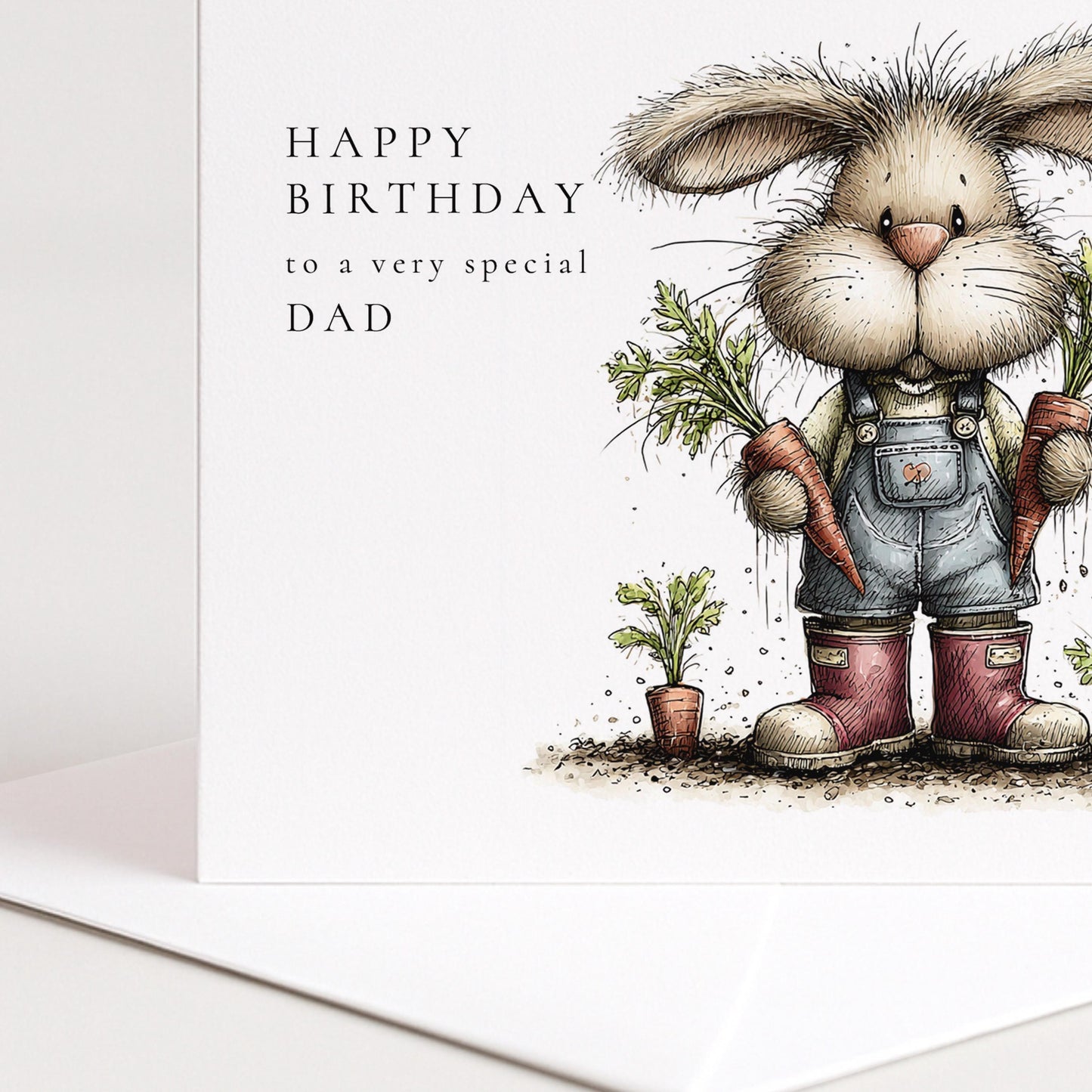 Dad Birthday Card - Personalised Garden Lover Gift With Cute Bunny Illustration